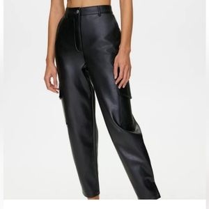 Wilfred Aritzia Free Mila Modern Cargo Pants in Black Faux Leather